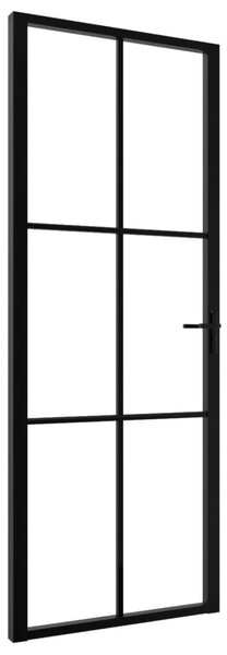 Ușă de interior, negru, 76x201,5 cm, sticlă ESG și aluminiu