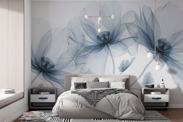 Fototapet Flori delicate în nuanțe delicate de albastru, Fototapet natură, Fototapet populare, w01482v1 - Tapeko.ro