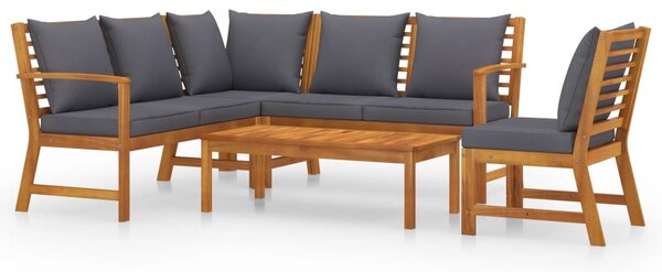 Set mobilier de grădină cu perne, 5 piese, lemn masiv acacia