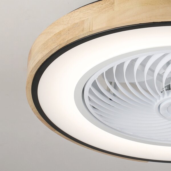 Brilagi-LED plafonieră LED dimabilă cu ventilator, 30W/230V, 3000-6500K, negru/stejar +telecomandă