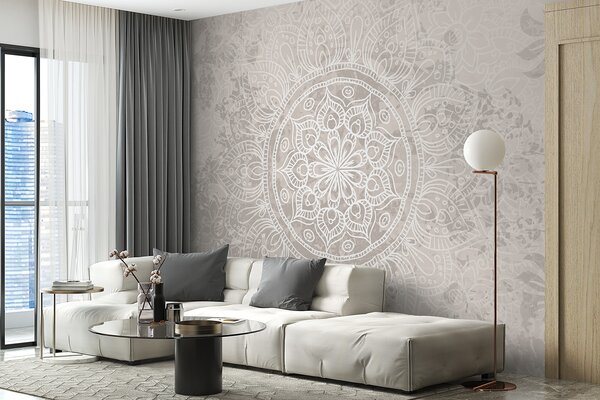Fototapet Mandala albă și gri, Fototapet designer, Fototapet populare, w08246 - Tapeko.ro