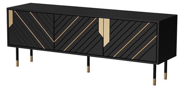 Comodă TV Elmteo 103Auriu, Negru, 15x6x4cm