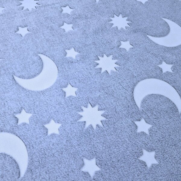 Paturica bebe pufoasa si fosforescenta Kidizi Moon and Stars 100x75 cm