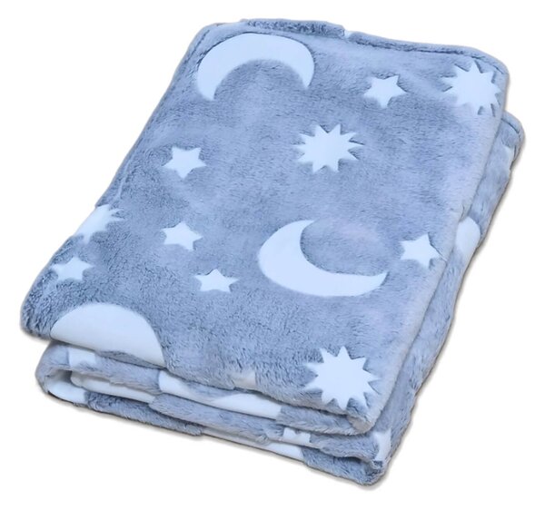 Paturica bebe pufoasa si fosforescenta Kidizi Moon and Stars 100x75 cm