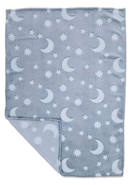 Paturica bebe pufoasa si fosforescenta Kidizi Moon and Stars 100x75 cm
