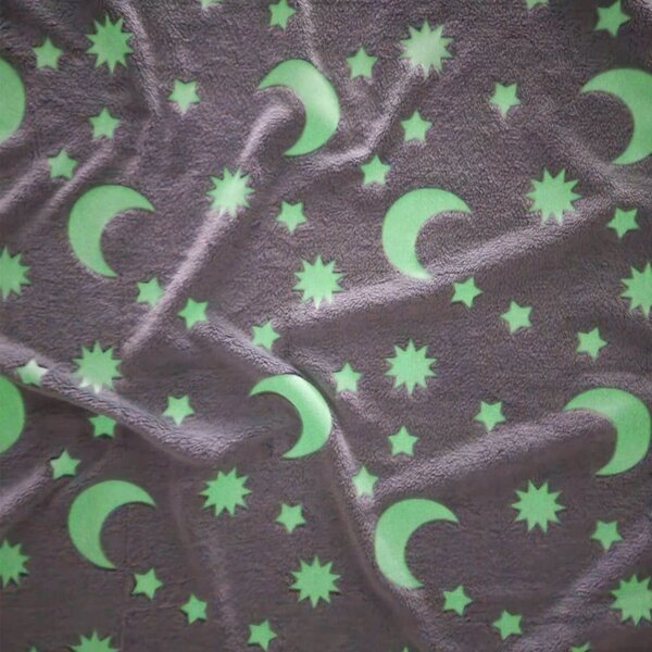 Paturica bebe pufoasa si fosforescenta Kidizi Moon and Stars 100x75 cm