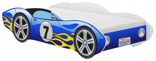 Pat excepțional pentru copii în formă de mașină albastră 160 x 80 cm