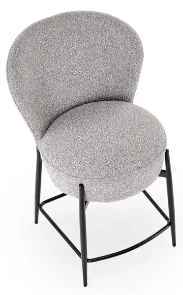 Scaun bar H126, gri/negru, stofa/metal, 57x61x95 cm