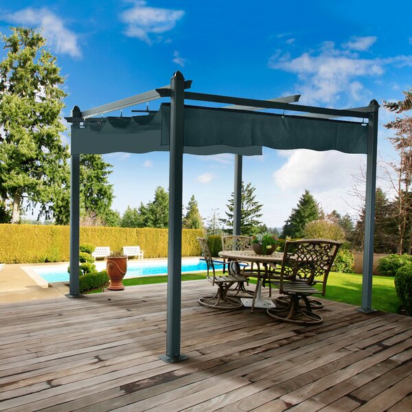 KONDELA Pergolă de lux cu acoperiş glisant, aluminiu, grafit, PEPY LUX