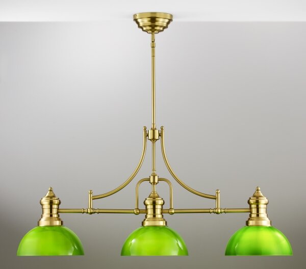 Lustră cu tijă PLATINO Jupiter 2074, 3xE27/15W/230V, verde/auriu