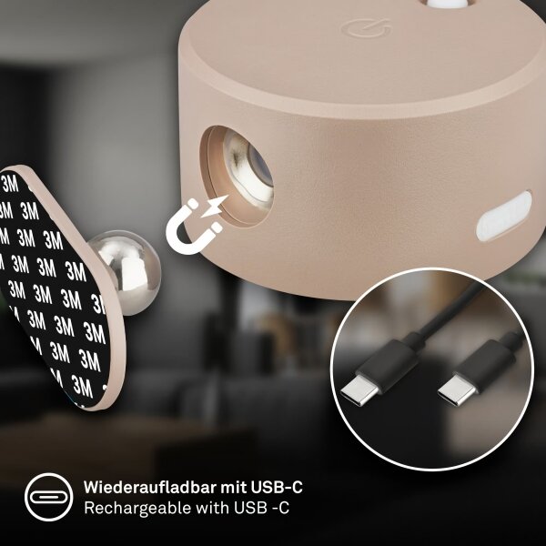 Briloner 3896011 - Lampă de perete LED dimabilă, reîncărcabilă, LED/1,6W/5V, 1500 mAh, bej