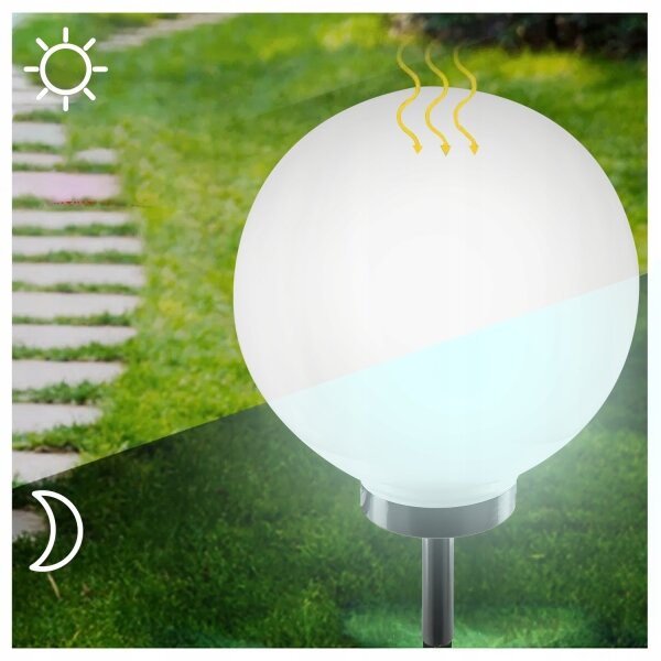 Lampă solară LED, 1,2 V, 6500 K, 200 mAh, diametru 25 cm, IP44, alb/negru