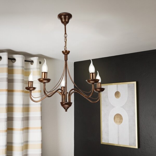 Candelabru pe lanț ANTON 5xE14/15W/230V bronz