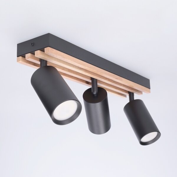 Brilagi - Lampă spot SELE WOOD ACOUSTIC 3xGU10/30W/230V negru/lemn