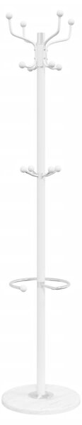 Cuier cu suport umbrelă, alb, 180 cm, fier vopsit electrostatic