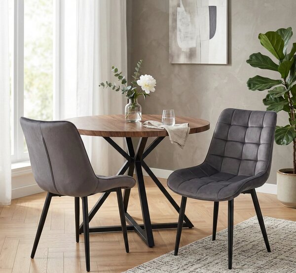 Scaun K580, gri - HLR 21, stofa catifelata/otel, 51x61x85 cm