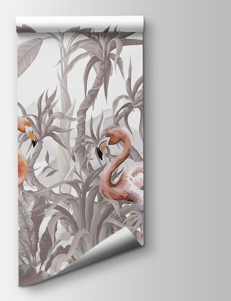 Fototapet Grup de flamingo într-o pădure, Fototapet animale, Fototapet populare, w08250 - Tapeko.ro