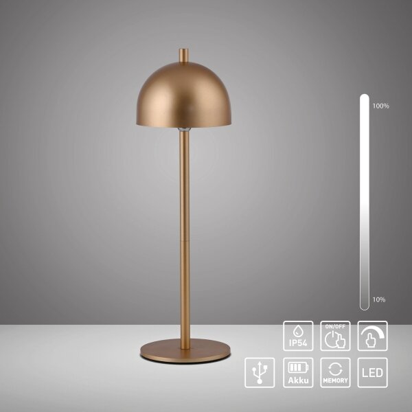Schöner Wohnen 19244-12 - Lampă de masă LED dimabilă BELLIS, 2,5W/5V, IP54, aurie