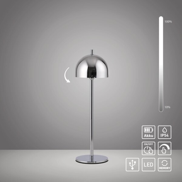 Schöner Wohnen 19244-17 - Lampă de masă LED BELLIS, cu dimmer, LED 2,5W/5V, IP54, crom