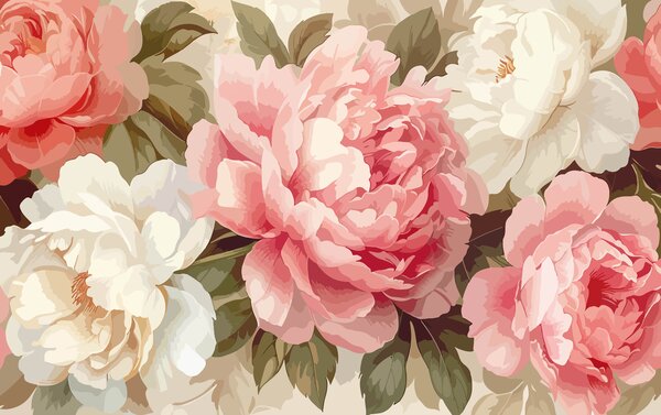 Fototapet Flori înflorite în nuanțe delicate de pastel, Fototapet natură, Fototapet populare, w01064 - Tapeko.ro