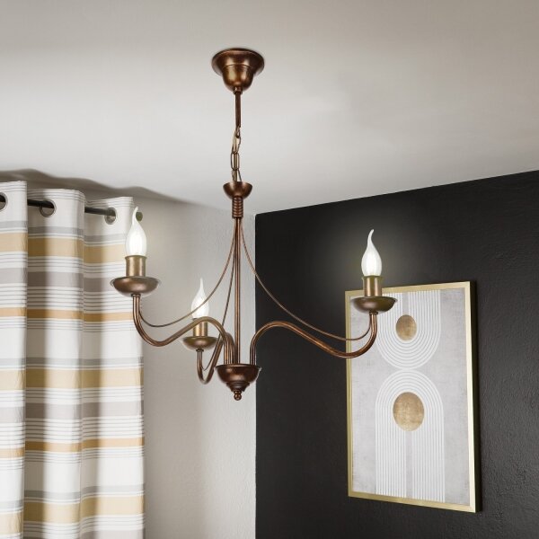 Candelabru pe lanț ANTON, 3x E14/15W/230V, finisaj bronz