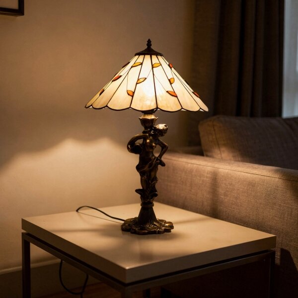 Brilagi - Lampă de masă Tiffany din vitralii FOLIA 1xE27/60W/230V