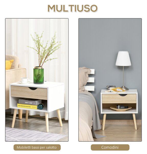 HOMCOM Noptiere Moderne cu Sertar și Raft, Design Modern și Funcțional, Ideal pentru Cameră de Dormit, Albastru | Aosom Romania