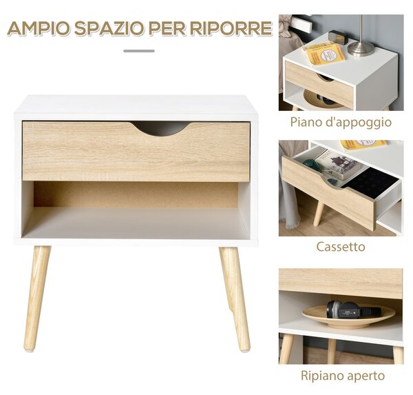 HOMCOM Noptiere Moderne cu Sertar și Raft, Design Modern și Funcțional, Ideal pentru Cameră de Dormit, Albastru | Aosom Romania