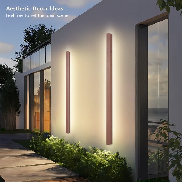 Brilagi-LED LINEAR Aplica LED de perete pentru exterior, 32W, 230V, 3000K, IP65, 140 cm, maro, CRI 90