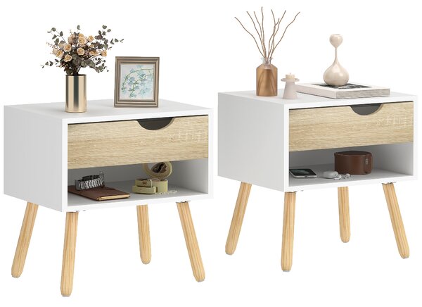 HOMCOM Noptiere Moderne cu Sertar și Raft, Design Modern și Funcțional, Ideal pentru Cameră de Dormit, Albastru | Aosom Romania