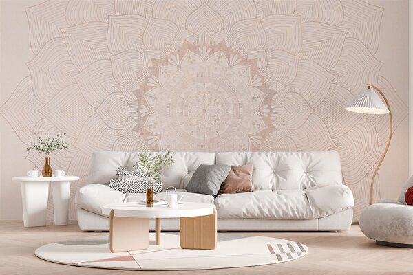 Tapet Mandala rotundă, tapet pentru spațiul de yoga sau pentru a armoniza spațiul personal. Mandala de perete, Ombre tapet foto, w01088 : Uwalls.ro