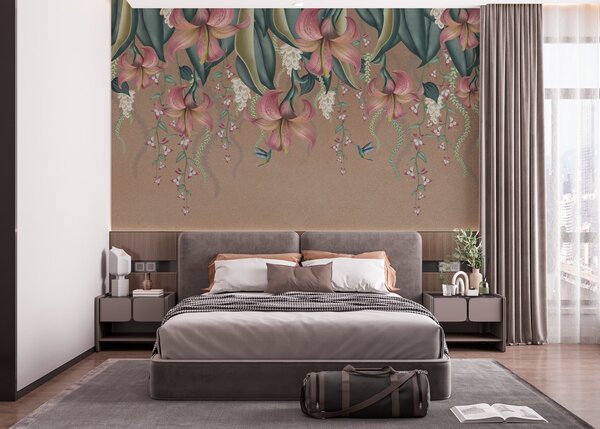Fototapet Un model floral plin de viață, cu accente delicate, Fototapet natură, Fototapet populare, w01523 - Tapeko.ro