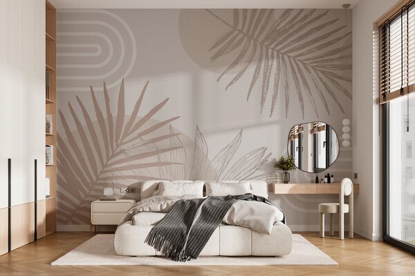 Fototapet Elemente de design minimalist inspirate din natură, Fototapet tropice, Fototapet populare, w01601 - Tapeko.ro