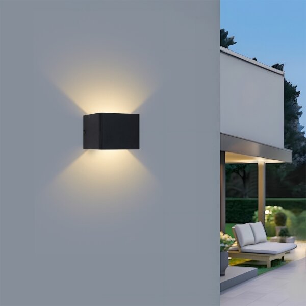 Brilagi - Aplică de perete pentru exterior DONNANI LED/5W/230V 10 cm neagră IP44
