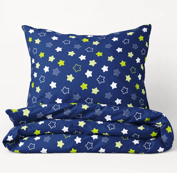 Goldea lenjerie de pat pentru copii din 100% bumbac - stele pe albastru închis 140 x 200 și 70 x 90 cm