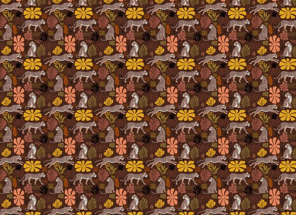 Fototapet Motiv cu leoparzi și flori, Fototapet natură, Fototapet populare, t00941v3 - Tapeko.ro