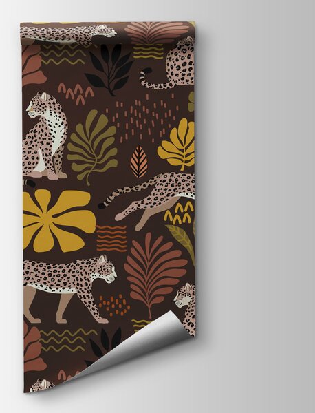 Fototapet Motiv cu leoparzi și flori, Fototapet natură, Fototapet populare, t00941v3 - Tapeko.ro