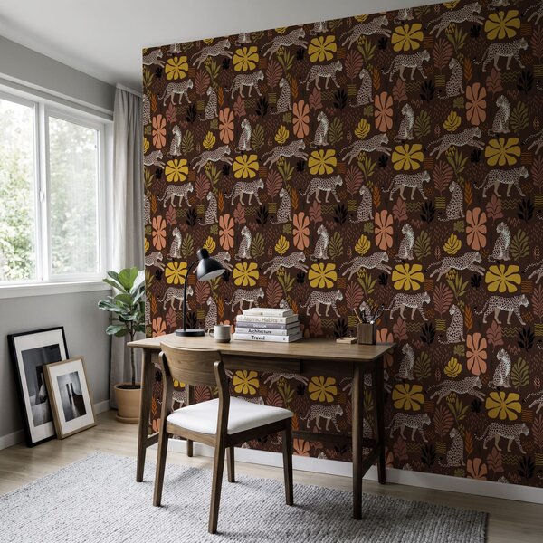 Fototapet Motiv cu leoparzi și flori, Fototapet natură, Fototapet populare, t00941v3 - Tapeko.ro