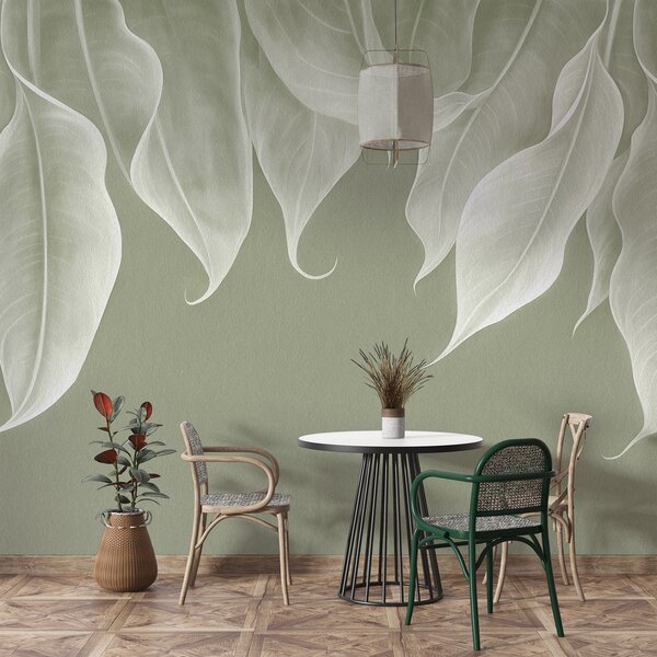 Fototapet Frunze delicate, în nuanțe discrete de verde, Fototapet frunze, Fototapet populare, w01680v3 - Tapeko.ro