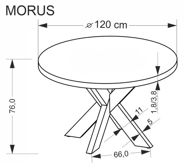 Masa MORUS, stejar, 120x75 cm