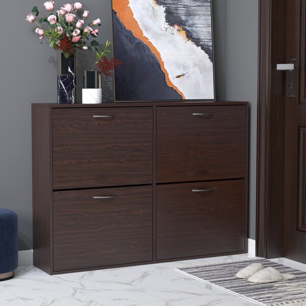 HOMCOM Pantofar cu Rafturi Reglabile din PAL, 120x24x81 cm, Maro | Aosom Romania