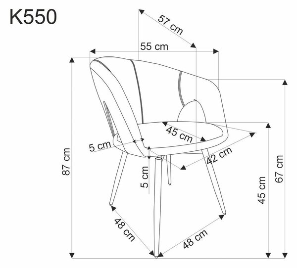 Scaun rotativ K550, bej/negru, stofa clasica/metal, 57x57x78 cm