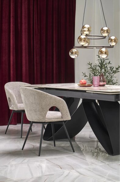 Scaun rotativ K550, bej/negru, stofa clasica/metal, 57x57x78 cm