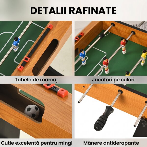 HOMCOM Masă de Fotbal Pliabilă, 22 Jucători și 2 Bile, 98x42x62,5 cm, Lemn | Aosom Romania