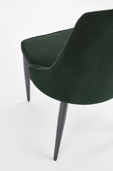 Scaun K365, verde inchis/negru, stofa catifelata/metal, 52x57x90 cm