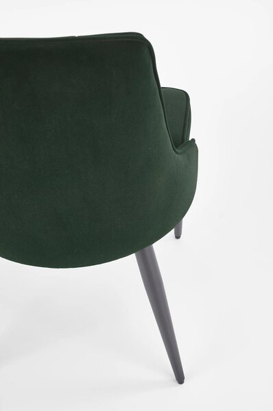 Scaun K365, verde inchis/negru, stofa catifelata/metal, 52x57x90 cm