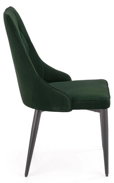 Scaun K365, verde inchis/negru, stofa catifelata/metal, 52x57x90 cm