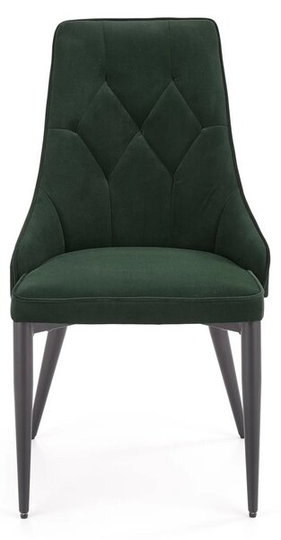 Scaun K365, verde inchis/negru, stofa catifelata/metal, 52x57x90 cm