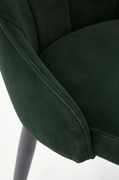 Scaun K365, verde inchis/negru, stofa catifelata/metal, 52x57x90 cm