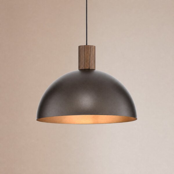 TK Lighting Lampă suspendată Oslo, maro, metal, Ø 34 cm, E27, reglabil, Maro / Rugină, Camera de zi / sufragerie, Metal, Modern